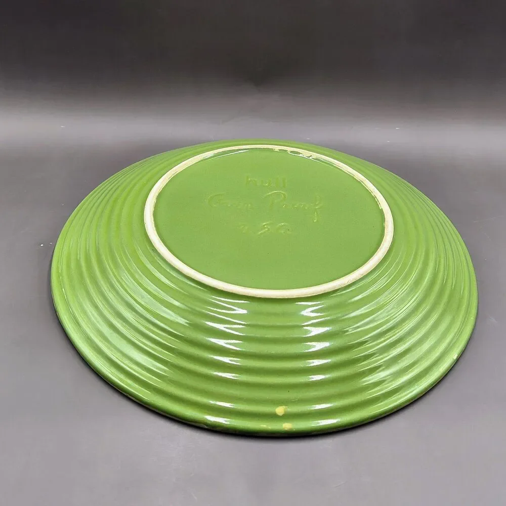Hull Pottery Avocado Green Drip Glaze Dinner Plate 10
